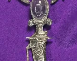 Sterling Dagger with Sheath Pin Matching Earrings