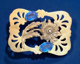 Vintage Sash Pin With Blue Accents