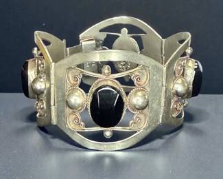 Taxco Sterling Onyx Link Bracelet