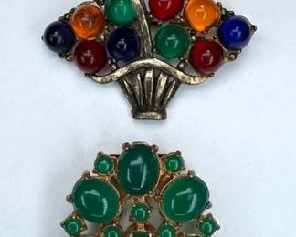 Dress Clip Floral Basket Brooch