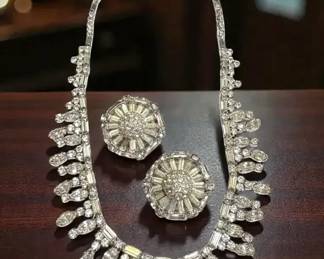 Kramer Earrings NecklaceVintage Rhinestones