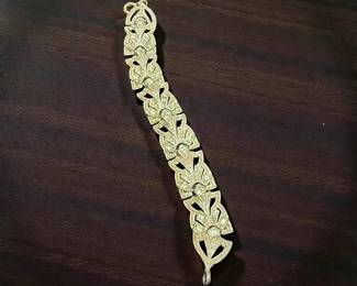 Art Deco Style Rhinestone Link Bracelet