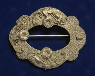 Art Nouveau Bucklestyle Brooch with 3D Floral Motif