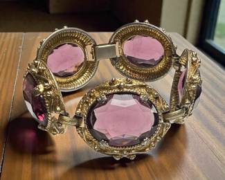 Purple Rhinestone Link Bracelet