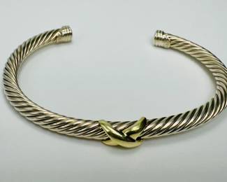 sterling silver and 14 karat gold David Yurman twist bracelet