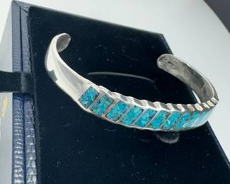 sterling, silver and turquoise Native American cuff bracelet