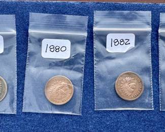 large Indian head cent collection from 1863 to 1908