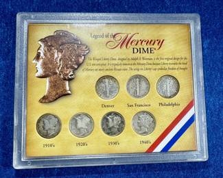 comprehensive 7 piece silver mercury dime collection 