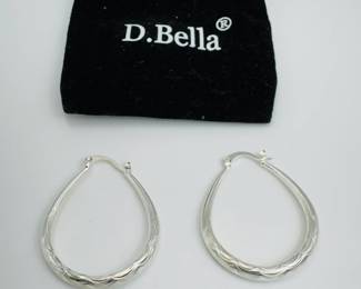 etched sterling silver hoop earrings