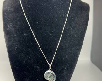 sterling silver and abalone shell necklace and pendant