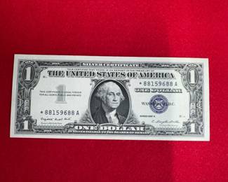 United States star note silver certificate. Blue seal crisp unc. condition 