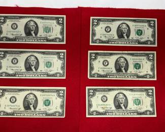 crisp uncirculated 1976 two dollar bills 