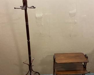 Wooden Coat Rack And Serving Table