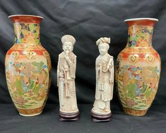  05 Chinese Emperor Empress Statues Vases