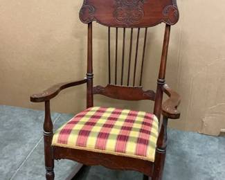 Wooden Uphokstered Rocking Chair