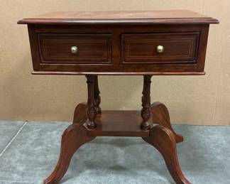 Wooden Two Drawer Side Table