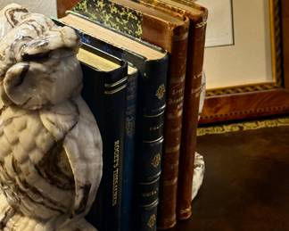 1940s marble owl bookends