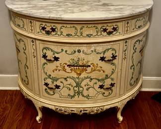Hand painted marble topped Italian chest