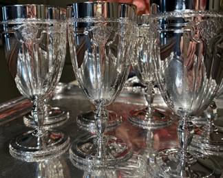 Amazing set of 12 water goblets in Louis XV pattern circa 1930