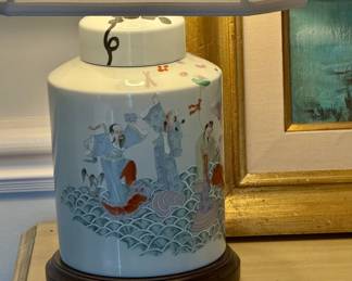 Japanese porcelain tea caddy lamps late 1800s