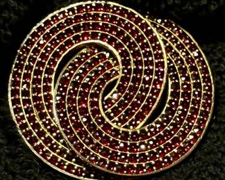 Massive ART DECO garnet brooch in sterling 