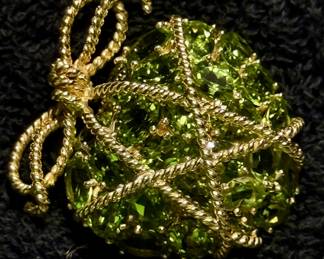 Very large 14k caged peridot heart