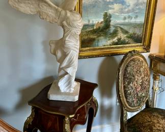 ABSOLUTELY stunning hand carved solid marble “Winged Victory” statue from the Paris School of the Arts