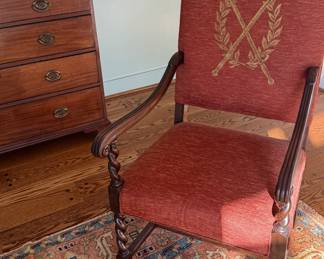 Pair of barley twist crested chairs