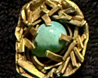 From the estate of STELLA STEVENS turquoise egg in nest brooch