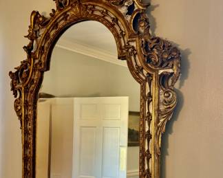 Fine heavy Italian gilt wood mirror