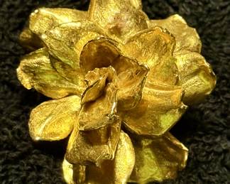Massive 18k gold extremely heavy orchid brooch or pendant 