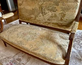 Circa 1860s French tapestry settee