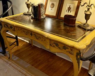 Fabulous JOHN WIDDICOMB hand painted ormolu desk with leather inset