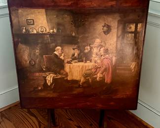 Tilt top hand painted tea table