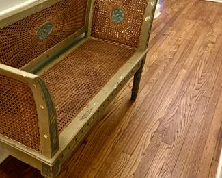 French caned two seater bench 