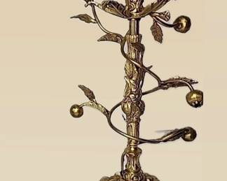 Antique pair of small gilt bronze blueberry vine candlesticks circa 1890 France.  These would make fabulous little lamps