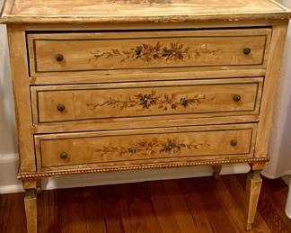 A fine pair of 1920-30 chests in a remarkable hand-painted finish from Italy…signed.