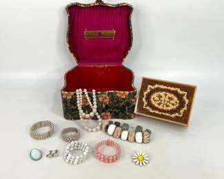 Vintage Jewelry Box, Costume Jewelry & More