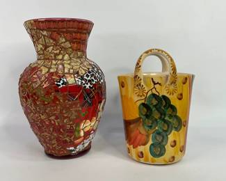 Hand-Painted Ceramic Pottery with Mosaic Vase
