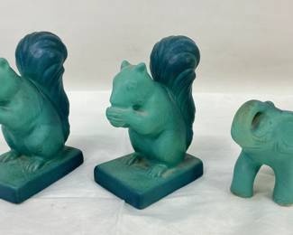 Van Briggle Bookends and Figurine