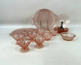 Jeanette Glass "Windsor Diamond" Pink Depression Glass Dishes