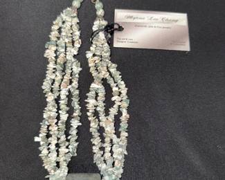 EHE135 Myrna Lee Chang 4-Strand Tree Agate Necklace with Jade