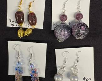 EHE162 Myrna Lee Chang Lucite Agate, FW Pearl, Agate, Glass Printed Earrings