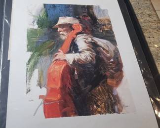 EHE427 - Pino "The Red Viola" Giclee on Canvas Hand Signed 1/500 With COA