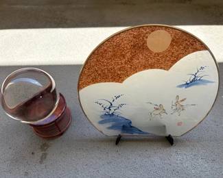 EHE053 Japanese Glass Plate And Glass Ball 