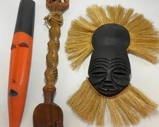 EHE044 - Three Carved African Artifacts 