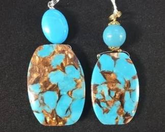 EHE106 - Myrna Lee Chang Bronzite Turquoise Pendants (2)