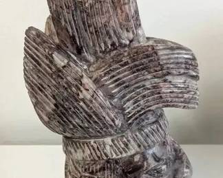 EHE066- Granite Mayan Sculpture With Glass Base