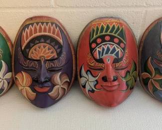 EHE034-- bundle Of 4 Indonesian Wooden Masks 