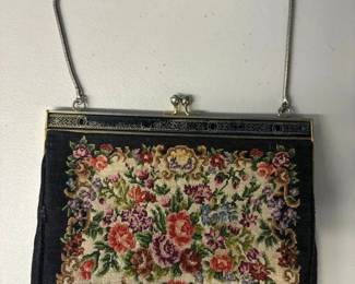EHE301 Vintage French Needlepoint Tapestry Evening Handbag - Crafted in Paris
